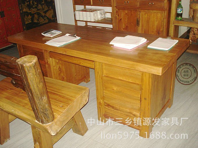 【YF0408现货特价 实木原木家具 书房家具 樟木书桌 电脑桌】价格,厂家,图片,其他类家具,源丰原木家具厂-